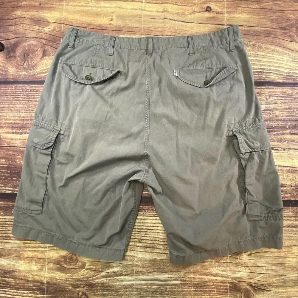 Levi Strauss Gray Cargo Shorts Mens 38 Utility Outdoor Ripstop Pockets
